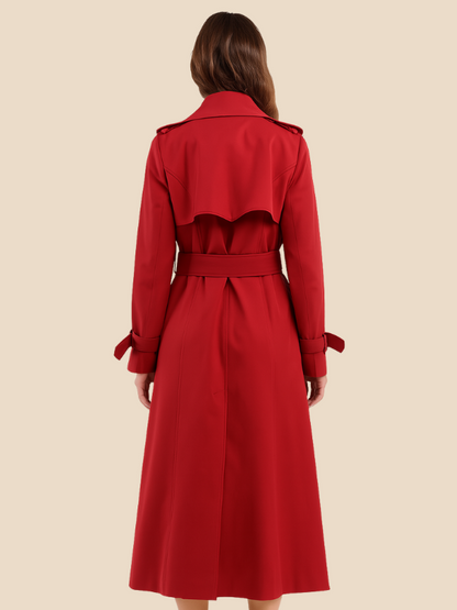 Amalia - Damen Trenchcoat mit Bindegürtel und Doppelknopfleiste