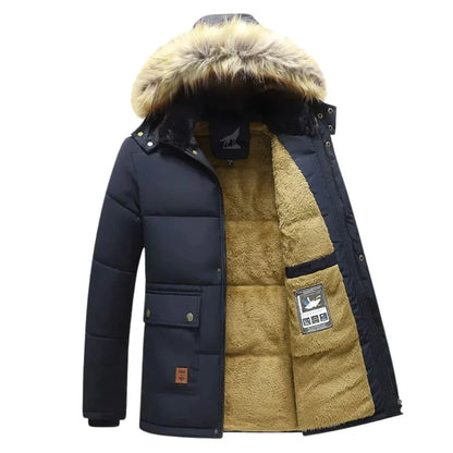 Markus – Herren Winterjacke mit Fellkapuze und Warmfutter