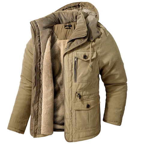 Dario – Herren Winterjacke mit Teddyfutter und Kapuze
