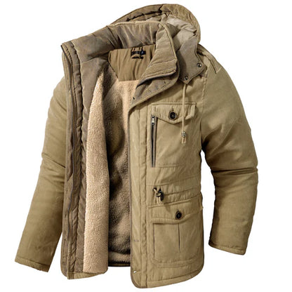 Dario – Herren Winterjacke mit Teddyfutter und Kapuze