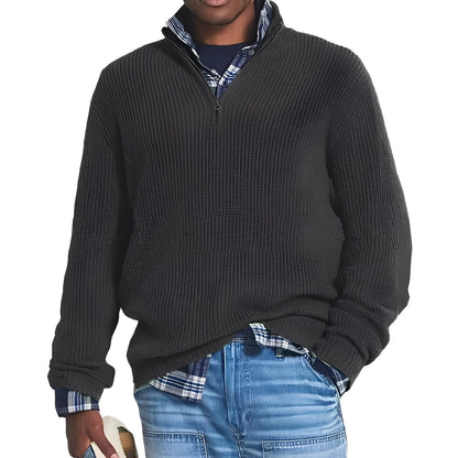 David - Herren Strickpullover mit halbem Reißverschluss