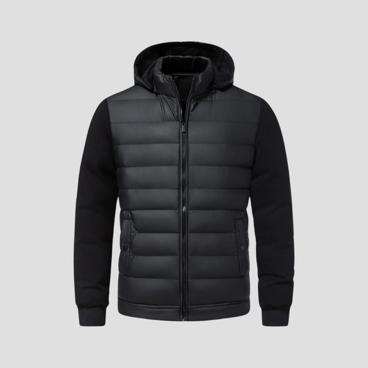 Liam – Sportlich Strukturierte Herren Hybrid Steppjacke mit Kapuze