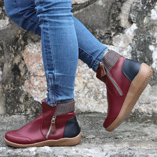 Lina - Damen Stiefeletten mit Reißverschluss und warmem Futter