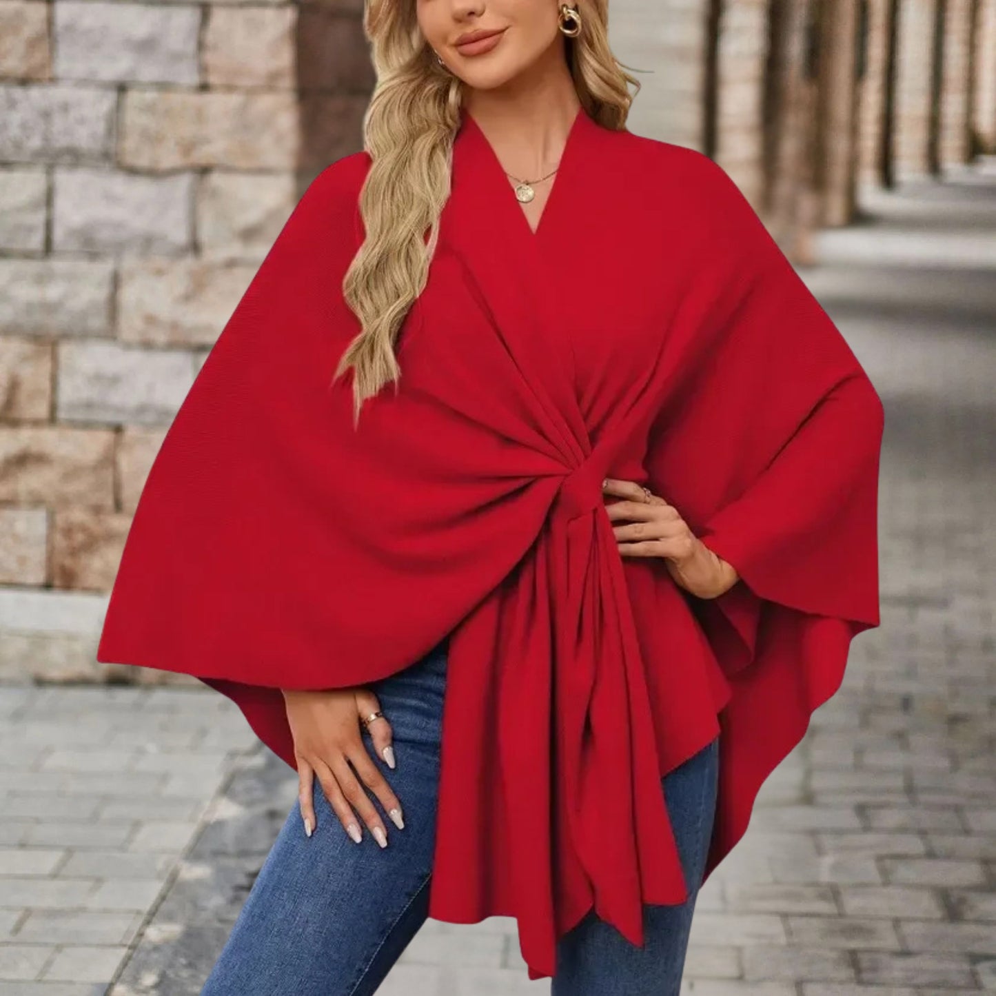 Klaudia – Elegantes Wickel-Poncho-Top