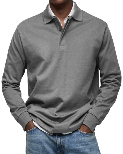 Leonardo - Herren Poloshirt langarm mit Knopfleiste