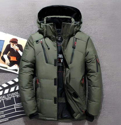 Tom – Herren Winterjacke mit Kapuze und Reißverschluss