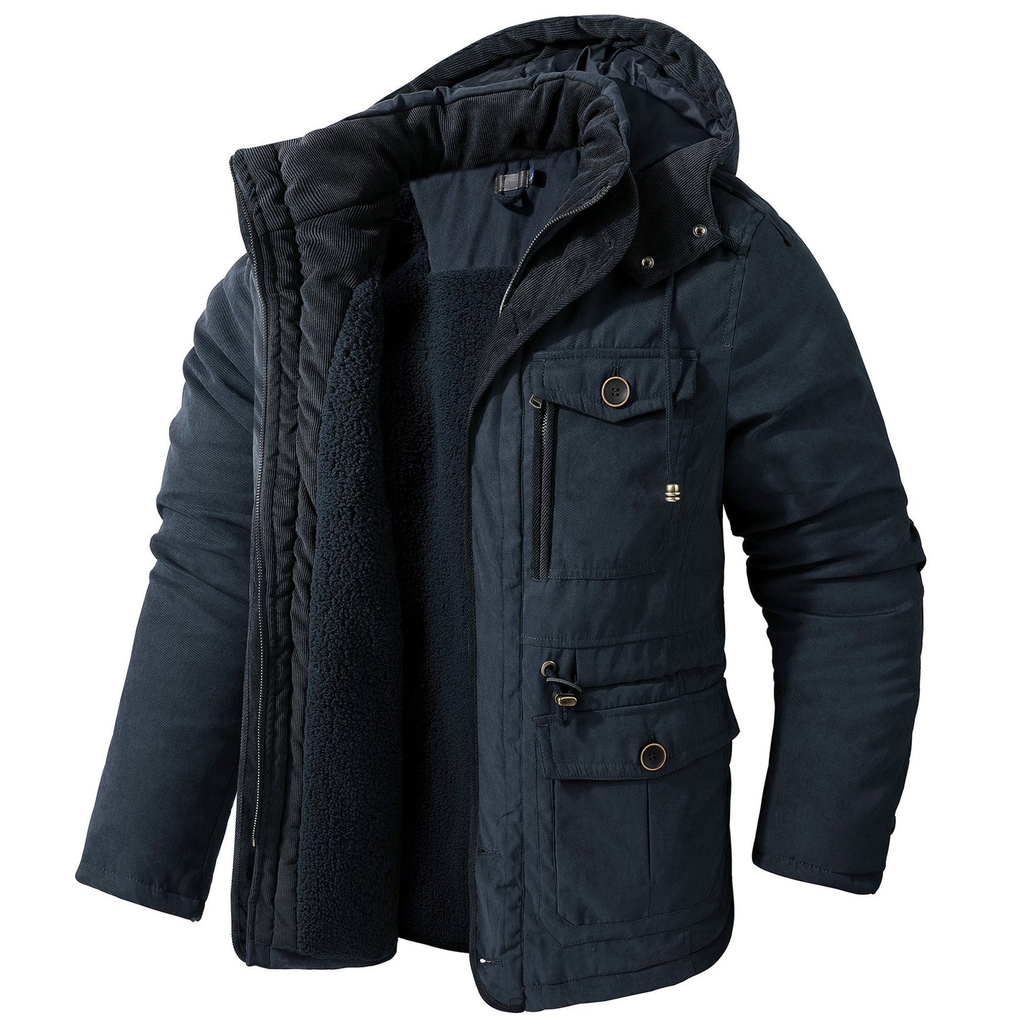Dario – Herren Winterjacke mit Teddyfutter und Kapuze