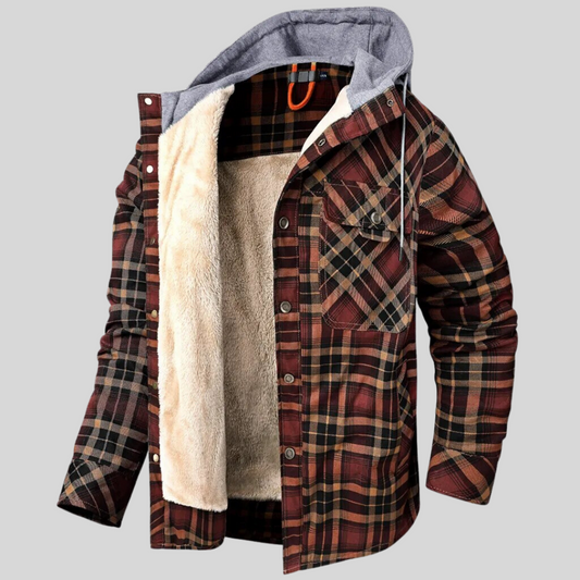 Tom – Herren Flanelljacke mit Kapuze und Fleece-Innenfutter