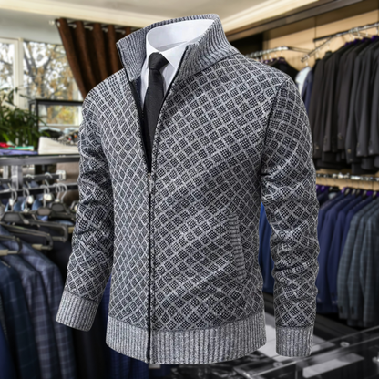 Adam – Strukturierter Strick-Cardigan mit Stehkragen im eleganten Herren-Look