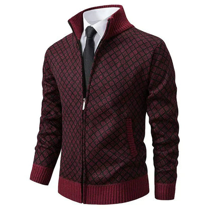 Adam – Strukturierter Strick-Cardigan mit Stehkragen im eleganten Herren-Look