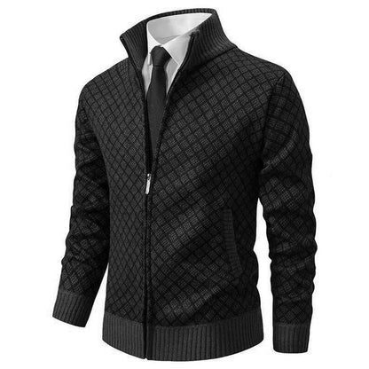 Adam – Strukturierter Strick-Cardigan mit Stehkragen im eleganten Herren-Look
