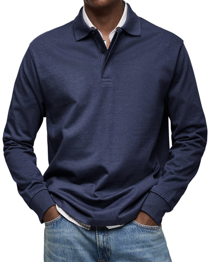Leonardo - Herren Poloshirt langarm mit Knopfleiste