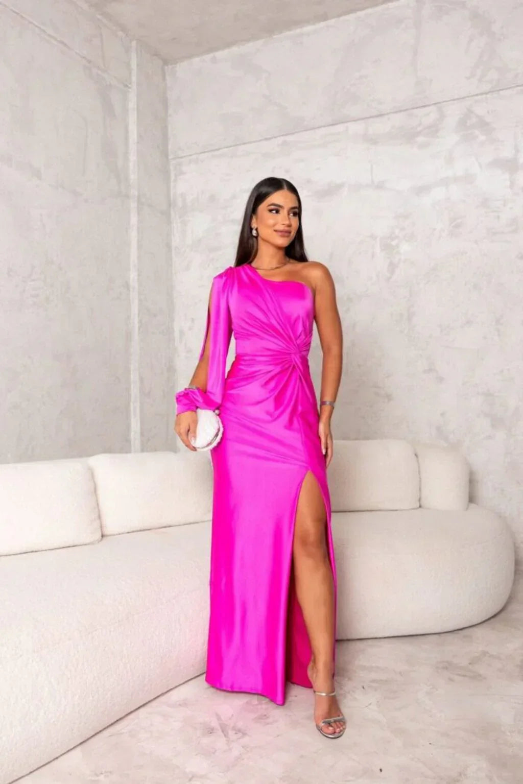 Selina - Damen Abendkleid mit One-Shoulder-Design und Beinschlitz
