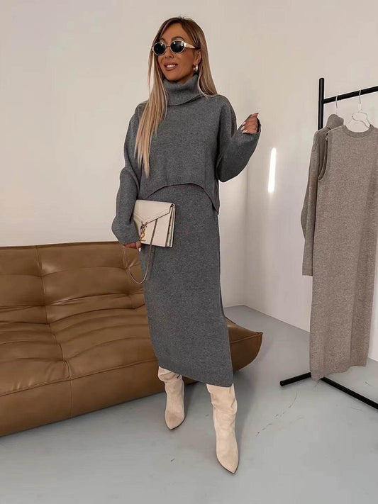 Ensemble Robe Longue & Pull Col Haut - ElyGlam