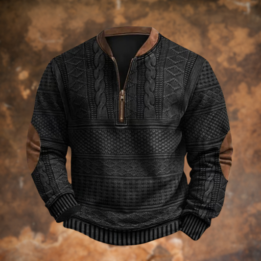 Marco - Herren Strickpullover mit halbem Reißverschluss