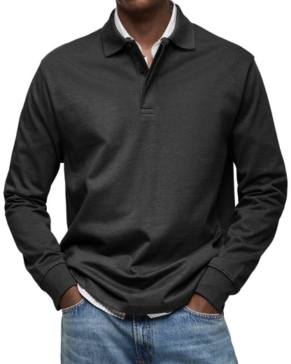 Leonardo - Herren Poloshirt langarm mit Knopfleiste