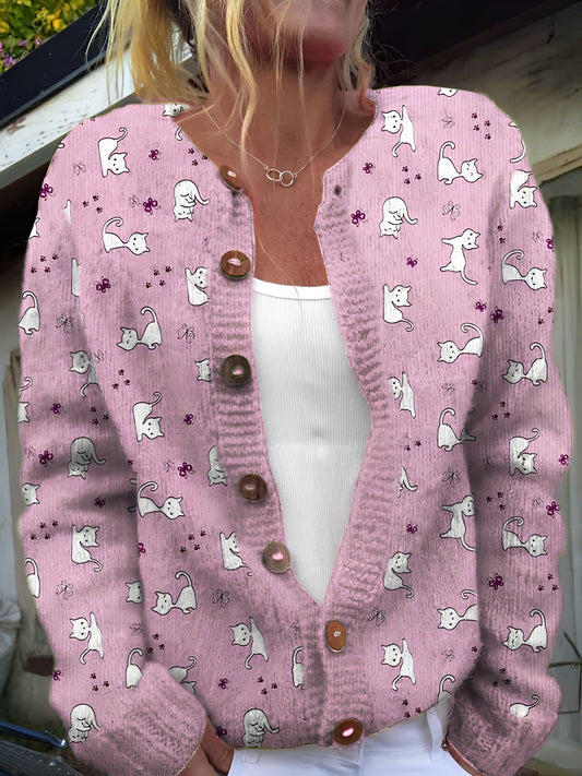 Maribel - Damen Strickjacke mit Tiermotiv und Knopfleiste