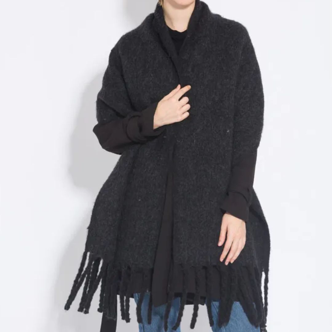 Elena – Flauschiger Oversized-Schal mit Fransen für Damen