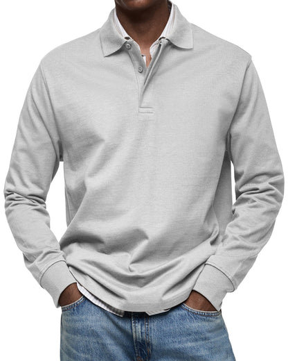 Leonardo - Herren Poloshirt langarm mit Knopfleiste