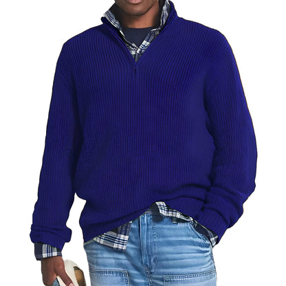 David - Herren Strickpullover mit halbem Reißverschluss
