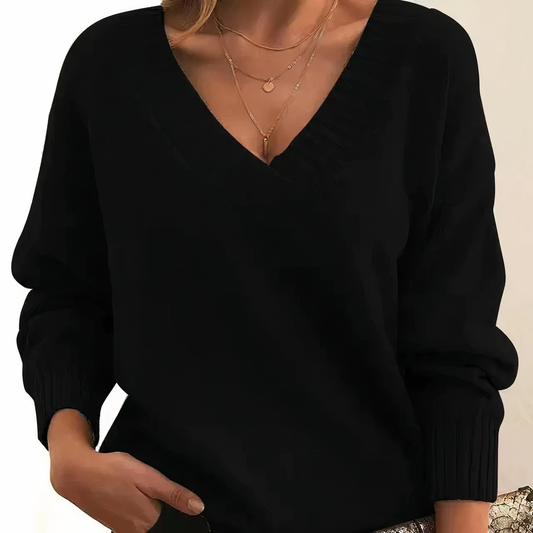 Lena – Damen Strickpullover mit V-Ausschnitt