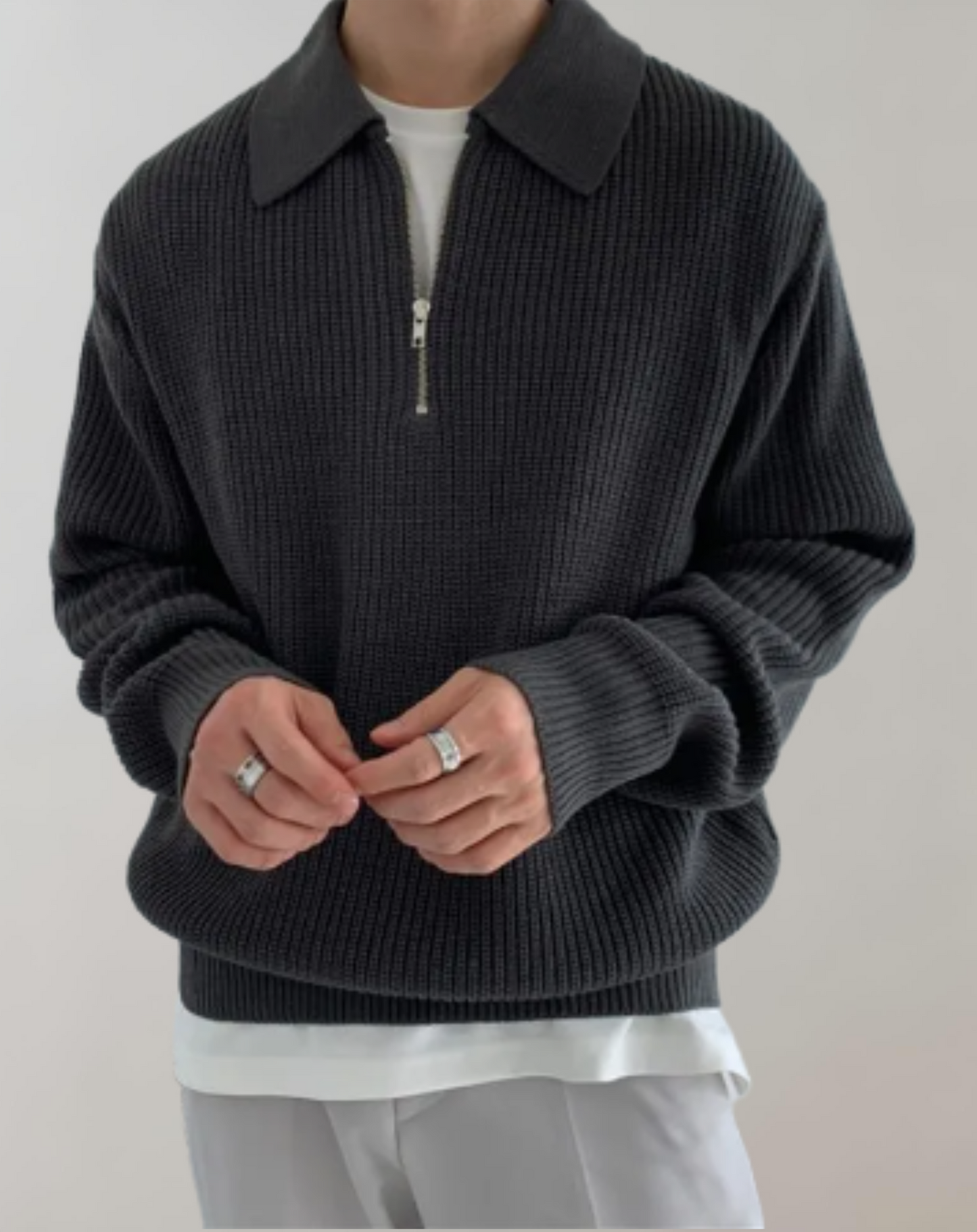 Noah – Strickpullover mit halbem Reißverschluss Herren