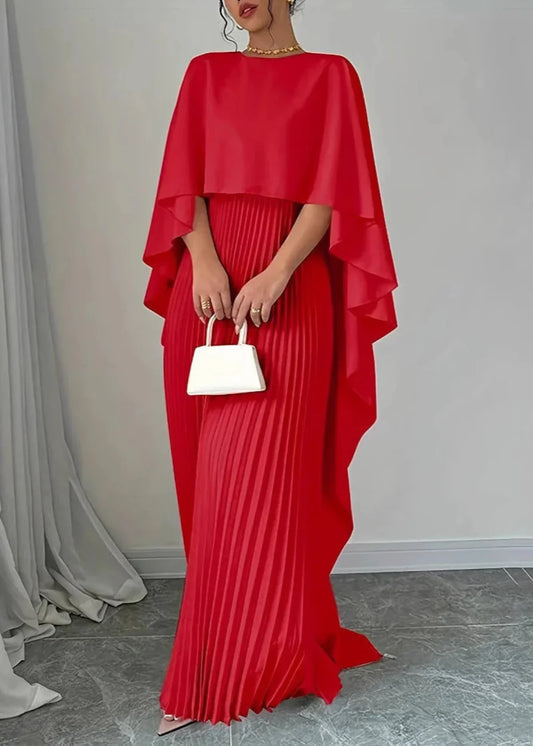 Daniela - Damen Abendkleid mit Cape-Optik und Plisseerock