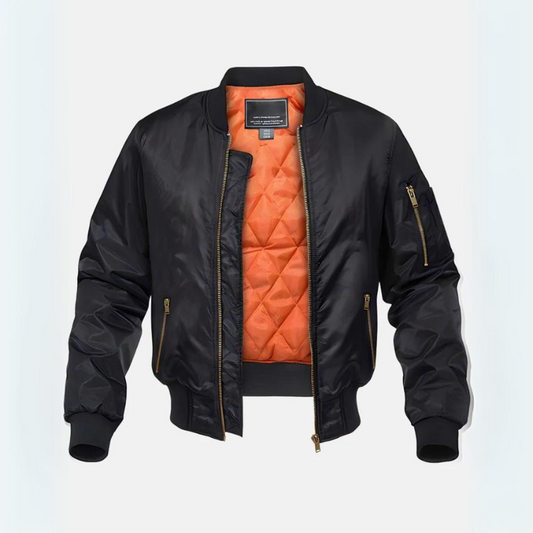 Bomberjacke – Gefütterte Winterjacke mit Reißverschluss für Piloten-Blau-S-Chaps Herrenmode