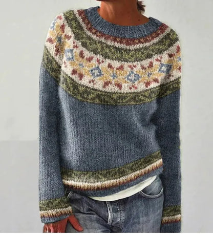Ella – Bunter Strickpullover mit Rundhalsausschnitt Damen