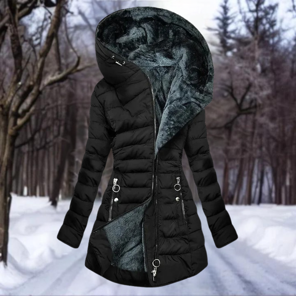 Amelia – Damen Winterjacke Parka Langmantel mit Kapuze