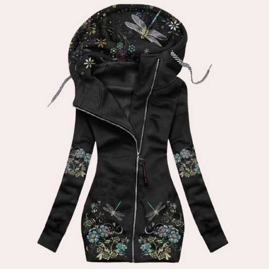 Alina - Damen Kapuzenjacke mit Stickerei und Reißverschluss