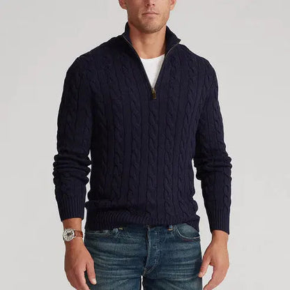 Jonas – Strukturierter Herren Strickpullover mit halbem Reißverschluss