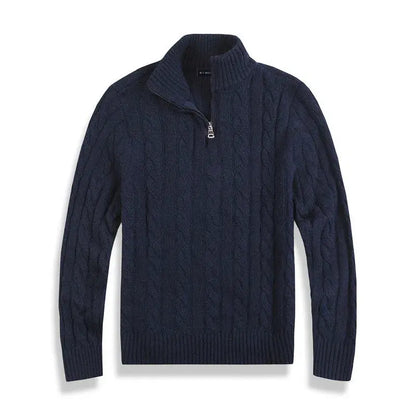 Jonas – Strukturierter Herren Strickpullover mit halbem Reißverschluss