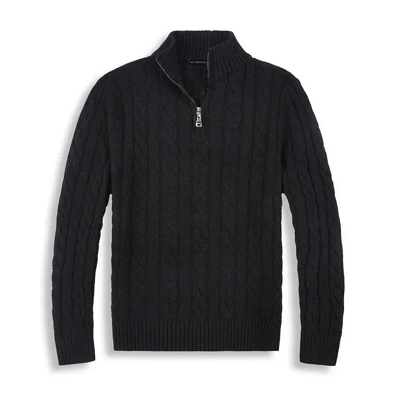 Jonas – Strukturierter Herren Strickpullover mit halbem Reißverschluss