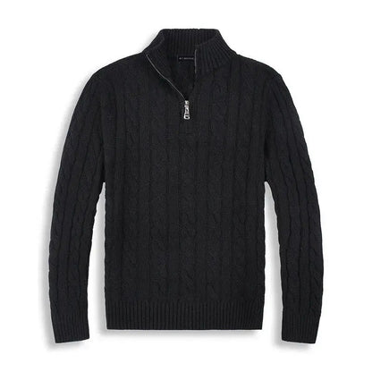 Jonas – Strukturierter Herren Strickpullover mit halbem Reißverschluss