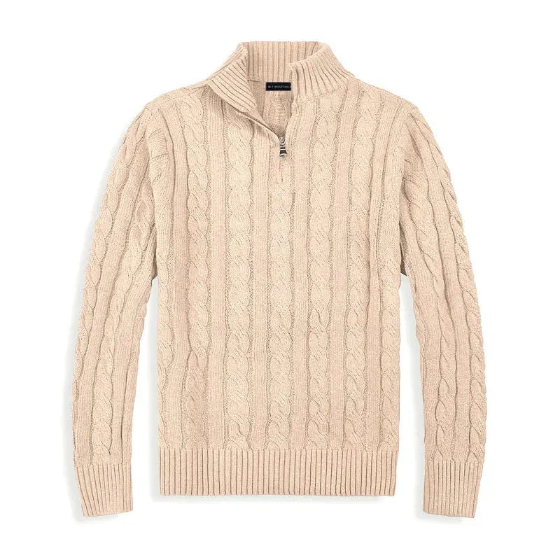 Jonas – Strukturierter Herren Strickpullover mit halbem Reißverschluss