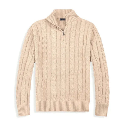 Jonas – Strukturierter Herren Strickpullover mit halbem Reißverschluss