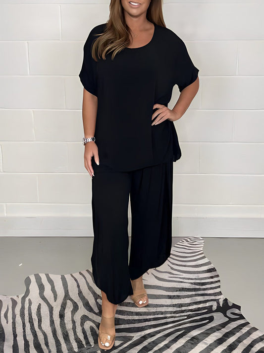 Leona - Damen Zweiteiler Set mit weiter Hose und Oberteil