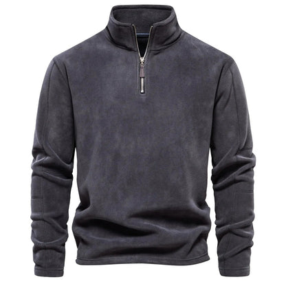 Matteo – Herren Fleece-Pullover mit Stehkragen und halbem Reißverschluss