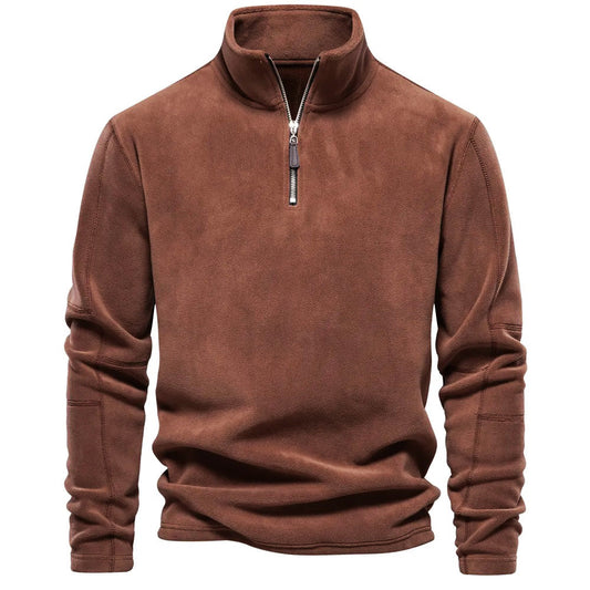 Matteo – Herren Fleece-Pullover mit Stehkragen und halbem Reißverschluss