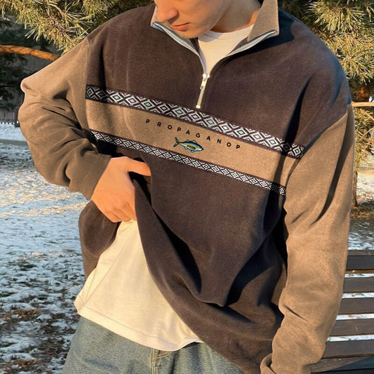 David - Herren Pullover Half-Zip Sweatshirt Freizeit Oberteil