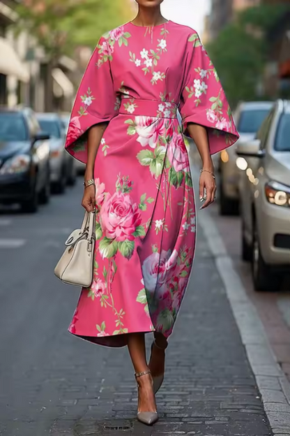 Alicja – Damen-Midikleid mit Eleganter Kimono-Silhouette