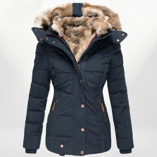 Alina – Winterjacke für Damen warme Kapuzenjacke mit Kunstfellfutter