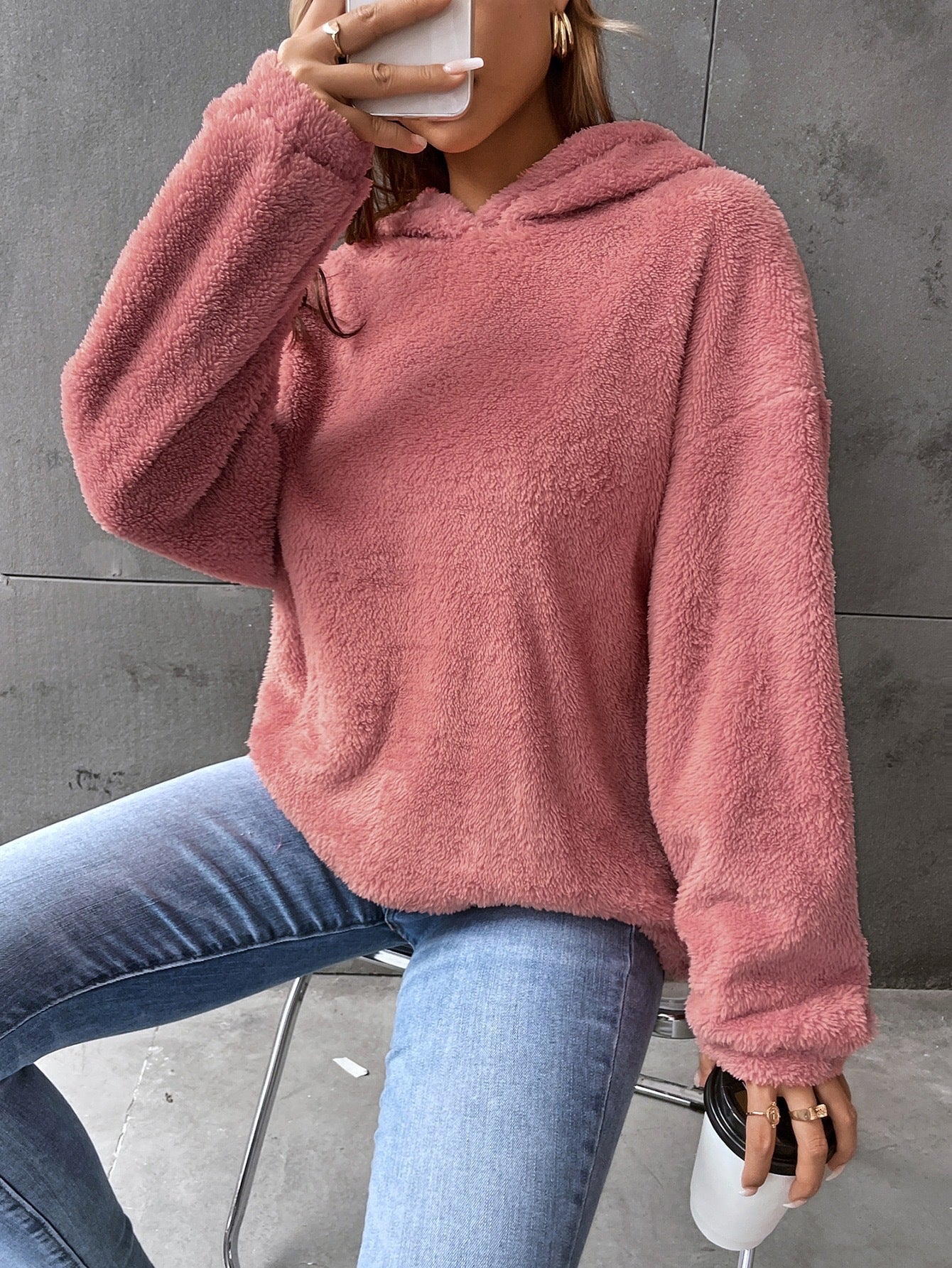 Mira – Damen Teddy Hoodie mit Kapuze und lockerer Passform