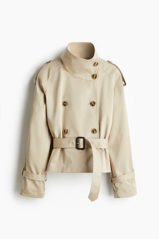 Clara - Damen Trenchcoat kurz geschnitten mit Gürtel