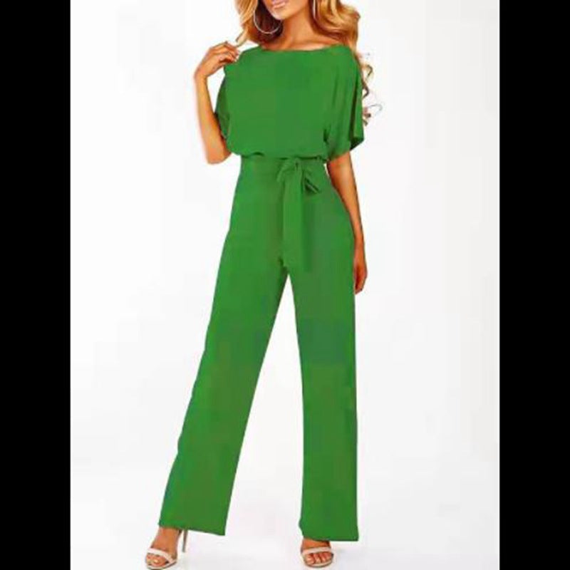 Soraya – Damen Jumpsuit mit Taillengürtel und weitem Bein