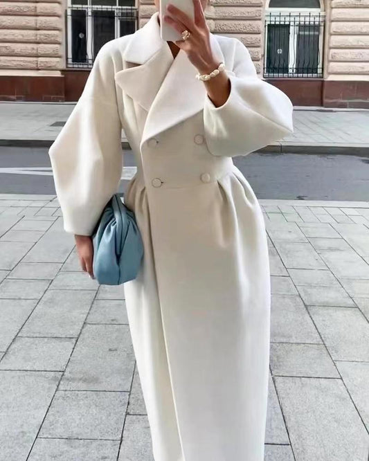 Clara - Damen Wolle Wintermantel lang elegant