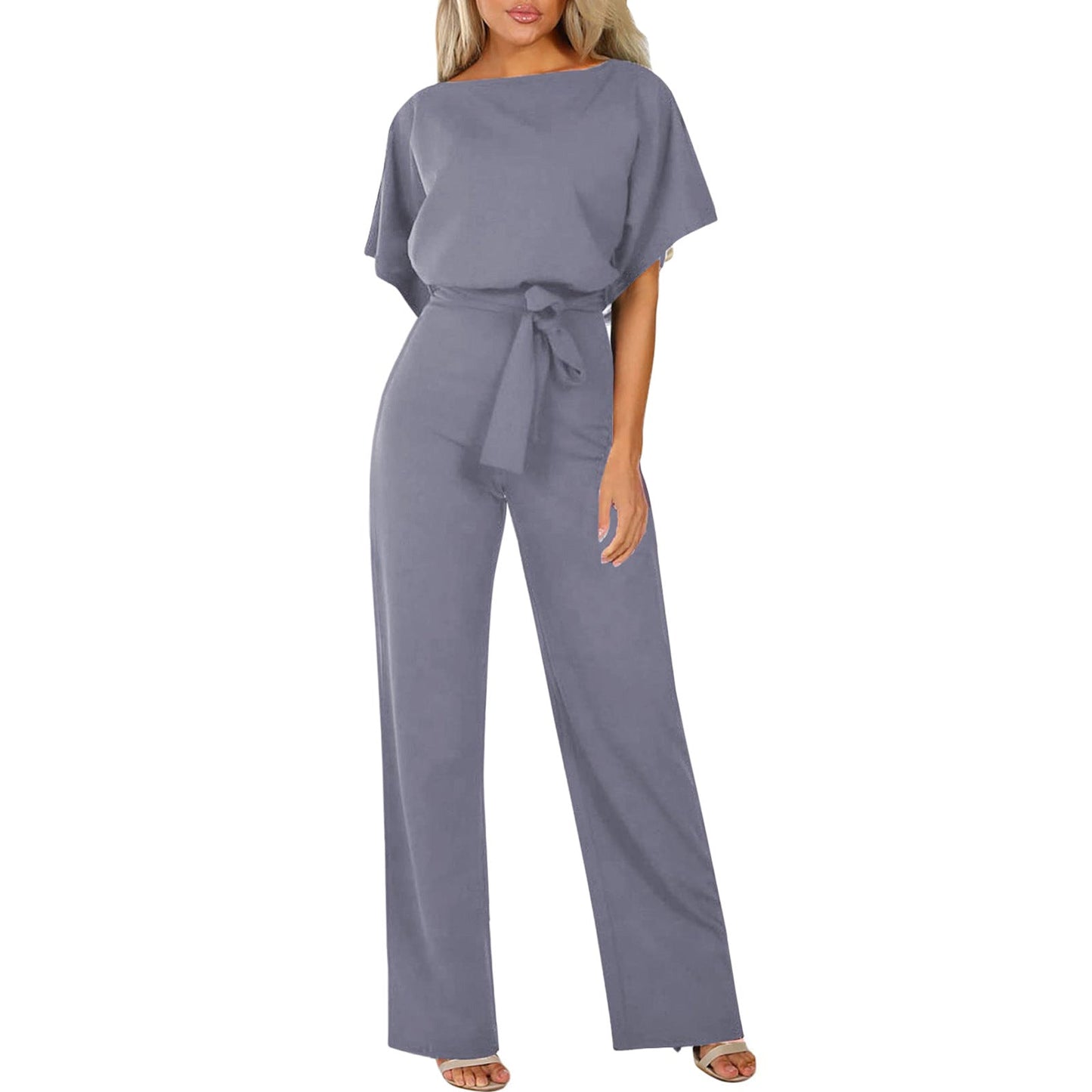 Soraya – Damen Jumpsuit mit Taillengürtel und weitem Bein