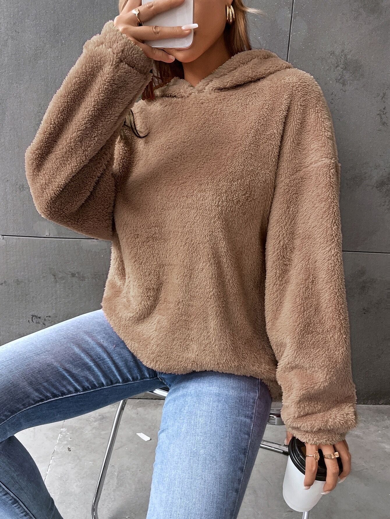 Mira – Damen Teddy Hoodie mit Kapuze und lockerer Passform