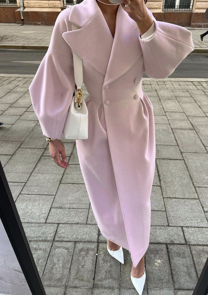 Clara - Damen Wolle Wintermantel lang elegant
